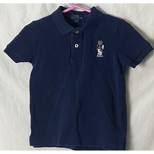 Polo Ralph Lauren 4 4T Navy Blue Polo Shirt Large Bear Boys Girls